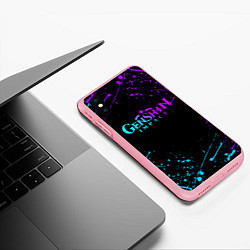 Чехол iPhone XS Max матовый GENSHIN IMPACT NEON LOGO, цвет: 3D-баблгам — фото 2