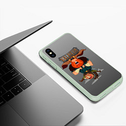 Чехол iPhone XS Max матовый Valheim викинг на свине, цвет: 3D-салатовый — фото 2