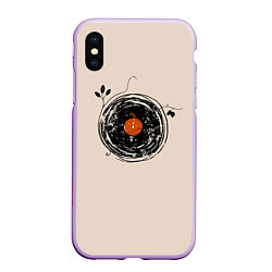 Чехол iPhone XS Max матовый Natural Vinyl Records Vintage, цвет: 3D-сиреневый