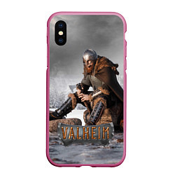 Чехол iPhone XS Max матовый Valheim Викинг, цвет: 3D-малиновый