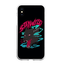 Чехол iPhone XS Max матовый Волк StayWild, цвет: 3D-белый