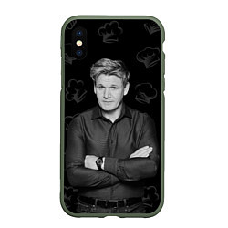 Чехол iPhone XS Max матовый ГОРДОН РАМЗИ Gordon Ramsay, цвет: 3D-темно-зеленый