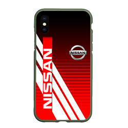 Чехол iPhone XS Max матовый NISSAN НИССАН СПОРТ, цвет: 3D-темно-зеленый