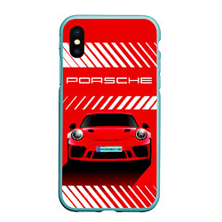 Чехол iPhone XS Max матовый PORSCHE ПОРШЕ RED STYLE, цвет: 3D-мятный