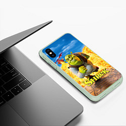 Чехол iPhone XS Max матовый Шрек и дракон, цвет: 3D-салатовый — фото 2