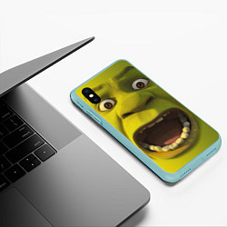 Чехол iPhone XS Max матовый Shrek is Yelling, цвет: 3D-мятный — фото 2