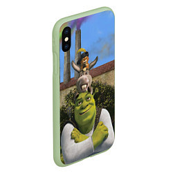 Чехол iPhone XS Max матовый Шрек, Кот и Осёл, цвет: 3D-салатовый — фото 2
