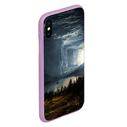 Чехол iPhone XS Max матовый Фантастический пейзаж, цвет: 3D-сиреневый — фото 2
