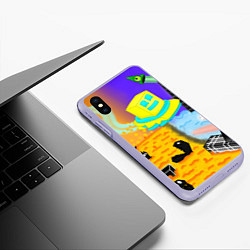 Чехол iPhone XS Max матовый Geometry Dash: RobTop Z, цвет: 3D-светло-сиреневый — фото 2