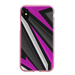 Чехол iPhone XS Max матовый Спортивные линии, цвет: 3D-розовый