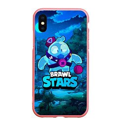 Чехол iPhone XS Max матовый Сквик Squeak Brawl Stars, цвет: 3D-баблгам