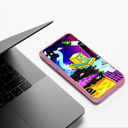 Чехол iPhone XS Max матовый Geometry Dash: Art, цвет: 3D-малиновый — фото 2