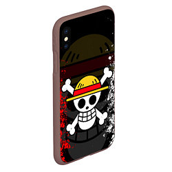 Чехол iPhone XS Max матовый ONE PIECE ВАН ПИС ЧЕРЕП, цвет: 3D-коричневый — фото 2