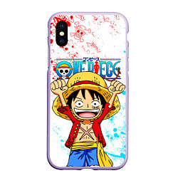 Чехол iPhone XS Max матовый ONE PIECE ВАН ПИС GLITCH, цвет: 3D-светло-сиреневый