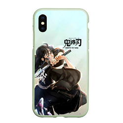 Чехол iPhone XS Max матовый Муичиро Токито Kimetsu no Yaiba, цвет: 3D-салатовый