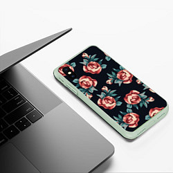 Чехол iPhone XS Max матовый Розы, цвет: 3D-салатовый — фото 2