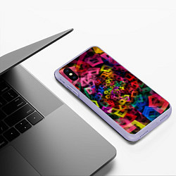 Чехол iPhone XS Max матовый Калейдоскоп, цвет: 3D-светло-сиреневый — фото 2