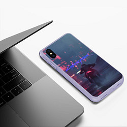 Чехол iPhone XS Max матовый Cyberpunk Futurism, цвет: 3D-светло-сиреневый — фото 2