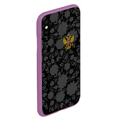Чехол iPhone XS Max матовый Герб России Хохлома, цвет: 3D-фиолетовый — фото 2