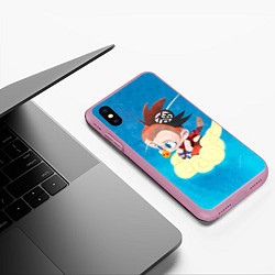 Чехол iPhone XS Max матовый Baby Goku, цвет: 3D-розовый — фото 2