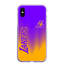 Чехол iPhone XS Max матовый LOS ANGELES LAKERS ЛЕЙКЕРС, цвет: 3D-светло-сиреневый