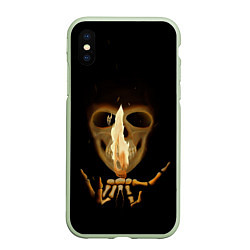 Чехол iPhone XS Max матовый Скелет, цвет: 3D-салатовый