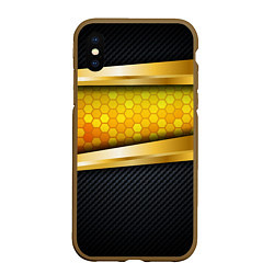Чехол iPhone XS Max матовый 3D ЗОЛОТЫЕ СОТЫ БРОНЯ 3Д, цвет: 3D-коричневый