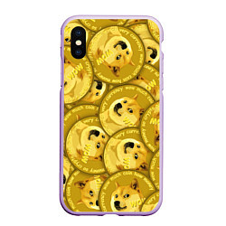 Чехол iPhone XS Max матовый DOGECOIN DOGE ДОГИКОИН, цвет: 3D-сиреневый