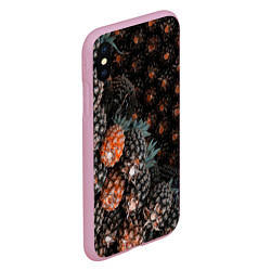 Чехол iPhone XS Max матовый Спелые ананасы, цвет: 3D-розовый — фото 2