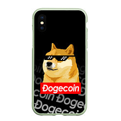 Чехол iPhone XS Max матовый DOGECOIN DOGE ДОГИКОИН, цвет: 3D-салатовый