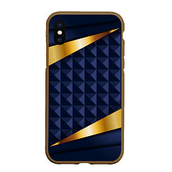 Чехол iPhone XS Max матовый 3D плитки с золотыми вставками, цвет: 3D-коричневый