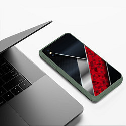 Чехол iPhone XS Max матовый 3D BLACK AND RED METAL, цвет: 3D-темно-зеленый — фото 2