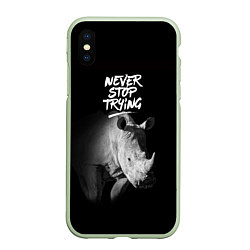 Чехол iPhone XS Max матовый Nnever stop trying, цвет: 3D-салатовый