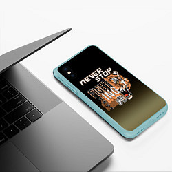 Чехол iPhone XS Max матовый FIGHT TIGER тигр боец, цвет: 3D-мятный — фото 2