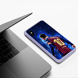 Чехол iPhone XS Max матовый Leo Messi Лео Месси 10, цвет: 3D-светло-сиреневый — фото 2