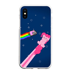 Чехол iPhone XS Max матовый Nyan cat x Pony, цвет: 3D-белый