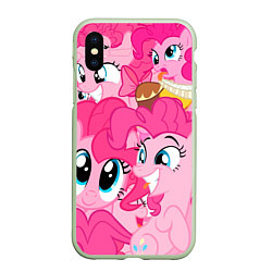 Чехол iPhone XS Max матовый Pinkie Pie pattern, цвет: 3D-салатовый