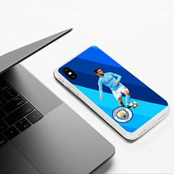 Чехол iPhone XS Max матовый Бернарду Силва Манчестер Сити, цвет: 3D-белый — фото 2
