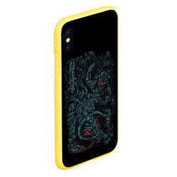 Чехол iPhone XS Max матовый САМУРАЙ УКРОЩАЕТ БЫКА, цвет: 3D-желтый — фото 2