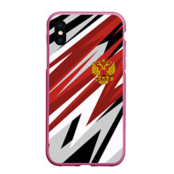 Чехол iPhone XS Max матовый РОССИЯ RUSSIA RED, цвет: 3D-малиновый