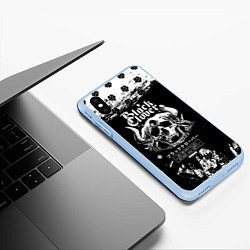 Чехол iPhone XS Max матовый Чёрный клевер череп демона, цвет: 3D-голубой — фото 2