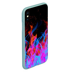 Чехол iPhone XS Max матовый ТРИ ОГНЯ FIRE СИНИЙ ОГОНЬ, цвет: 3D-мятный — фото 2