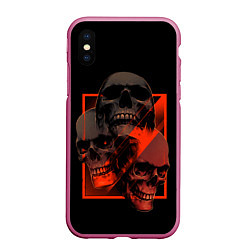 Чехол iPhone XS Max матовый Skulls Черепа, цвет: 3D-малиновый