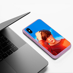 Чехол iPhone XS Max матовый Park Jimin Art, цвет: 3D-сиреневый — фото 2