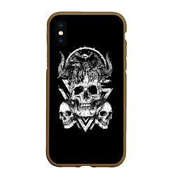 Чехол iPhone XS Max матовый Черепа и Вороны Skulls Raven, цвет: 3D-коричневый