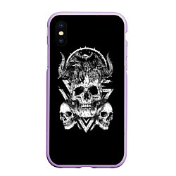 Чехол iPhone XS Max матовый Черепа и Вороны Skulls Raven, цвет: 3D-сиреневый