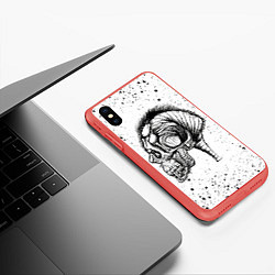 Чехол iPhone XS Max матовый Череп Зверь и Брызги, цвет: 3D-красный — фото 2