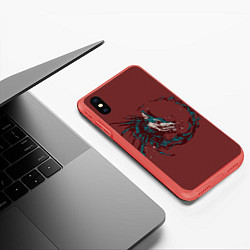 Чехол iPhone XS Max матовый Волк, цвет: 3D-красный — фото 2
