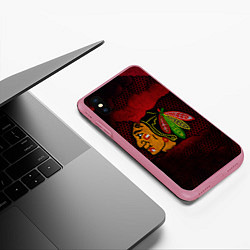 Чехол iPhone XS Max матовый CHICAGO NHL, цвет: 3D-малиновый — фото 2