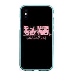 Чехол iPhone XS Max матовый Black Pink Art, цвет: 3D-мятный